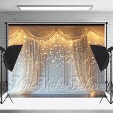 Lofaris Gold Glitter Bokeh White Retro Wall Photo Backdrop